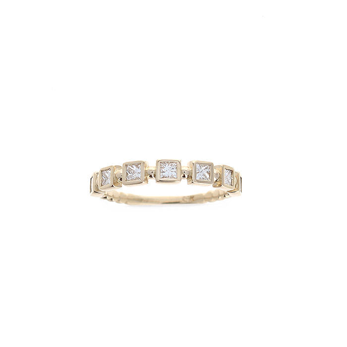 Ladies 14kt Yellow Gold 0.44cts Princess Diamond Wedding Band