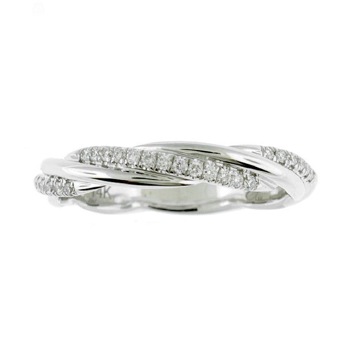 Ladies 14kt White Gold 0.12cts Diamond Twist Wedding Band