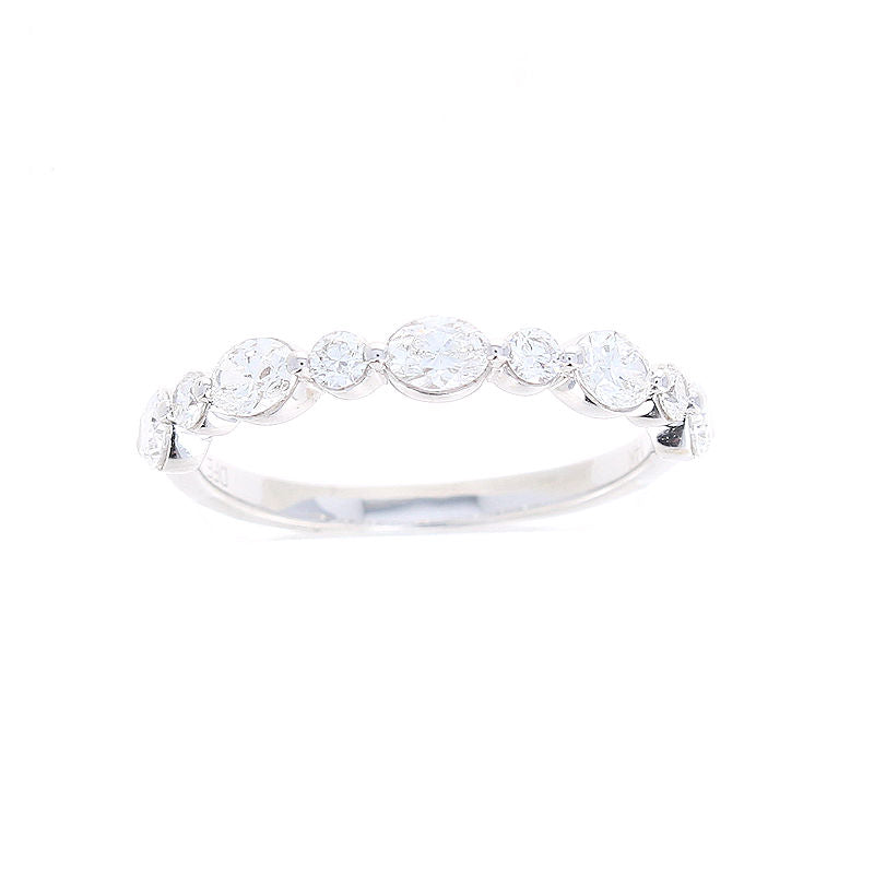 Ladies 14kt White Gold 0.80cts Oval and Round Diamond Wedding Band