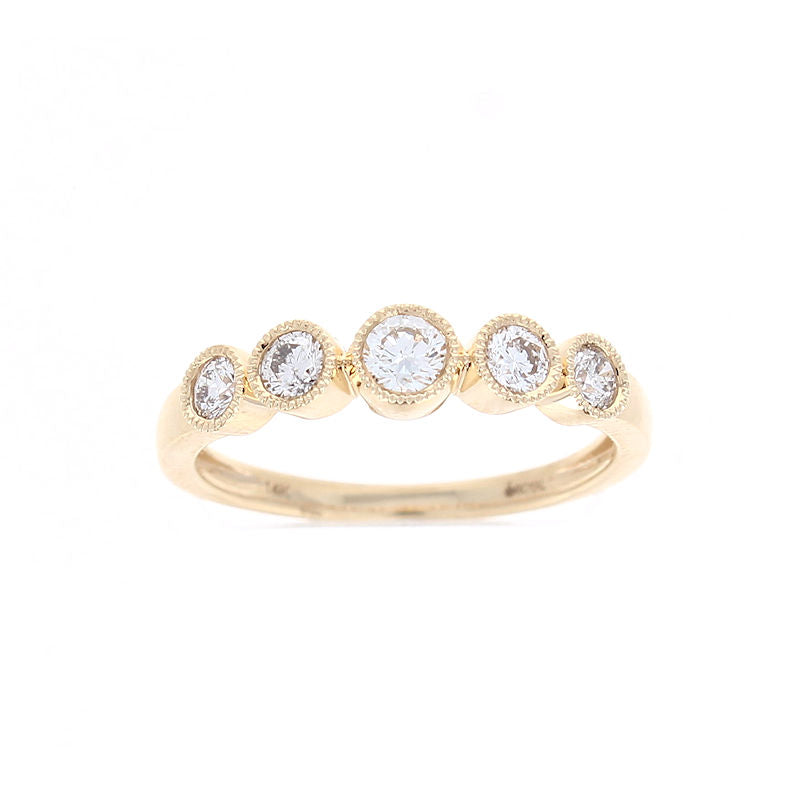 Ladies 14kt Yellow Gold 0.50cts Diamond Bezel Wedding Band