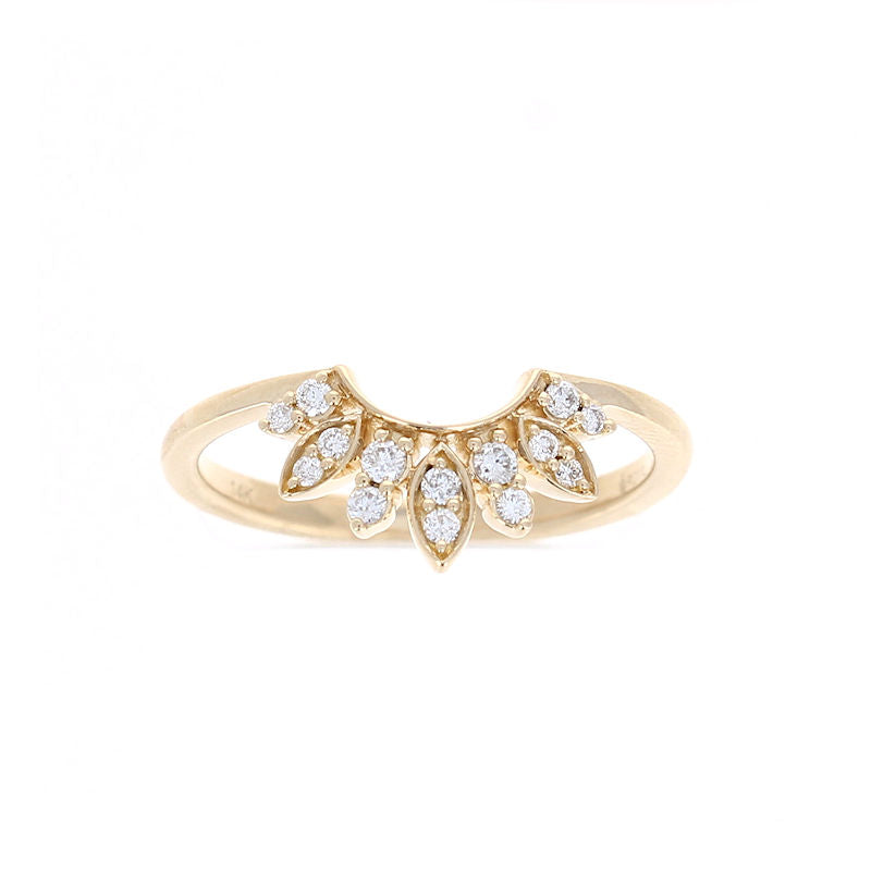 Ladies 14kt Yellow Gold 0.16cts Diamond Contour Wedding Band