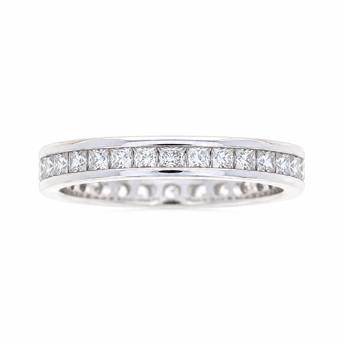 Ladies 14kt White Gold 0.50cts Princess Cut Diamond Eternity Wedding Band