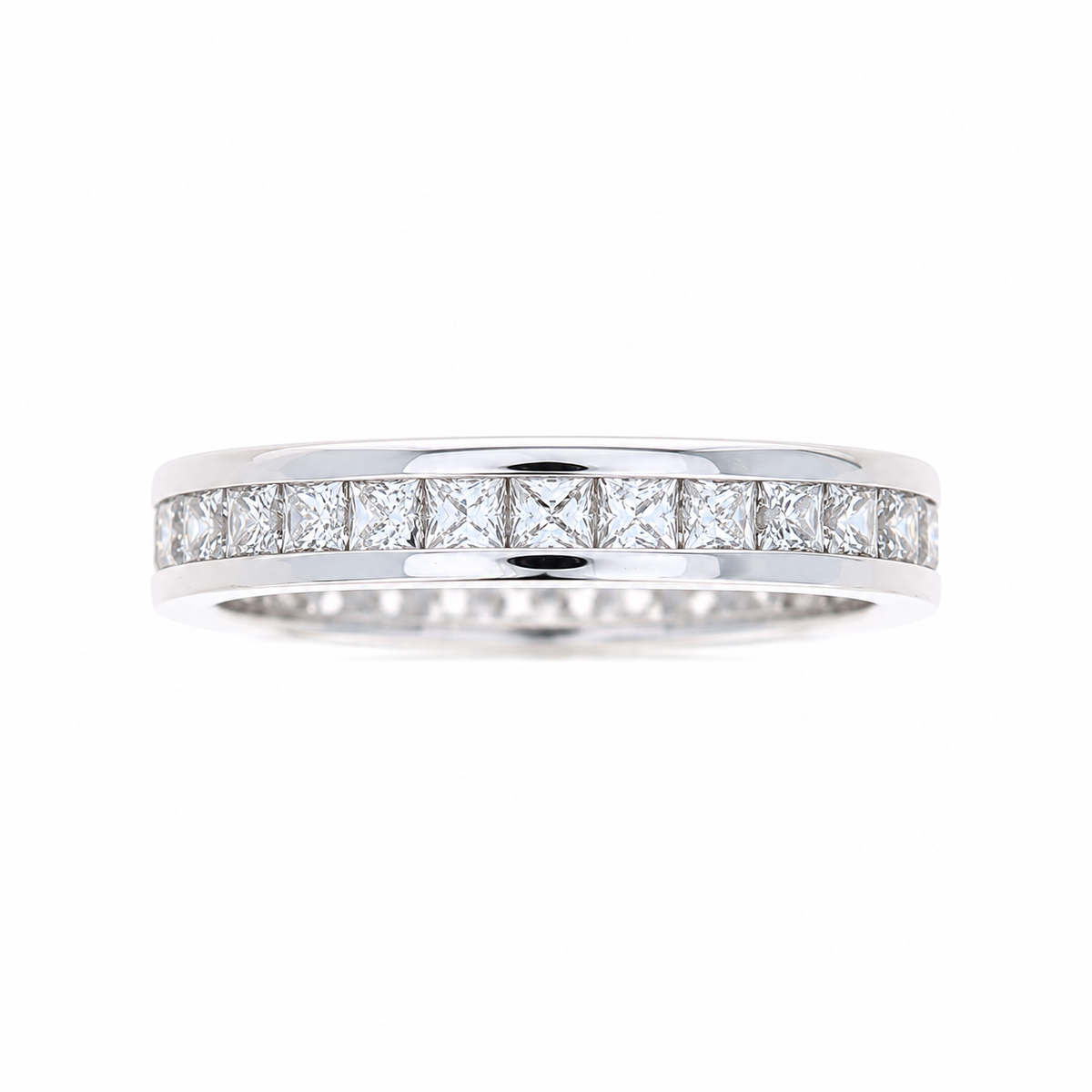 Ladies 14kt White Gold 2.00cts Princess Cut Diamond Eternity Wedding Band