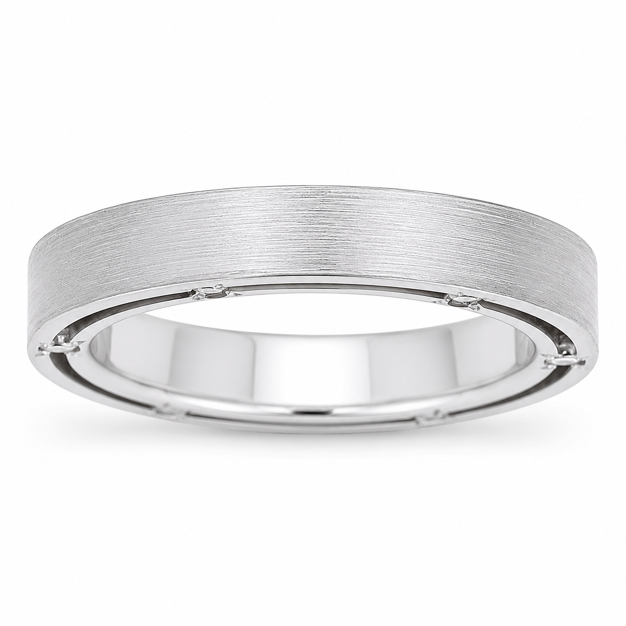 Mens 14kt White Gold 0.24cts Diamond Wedding Band