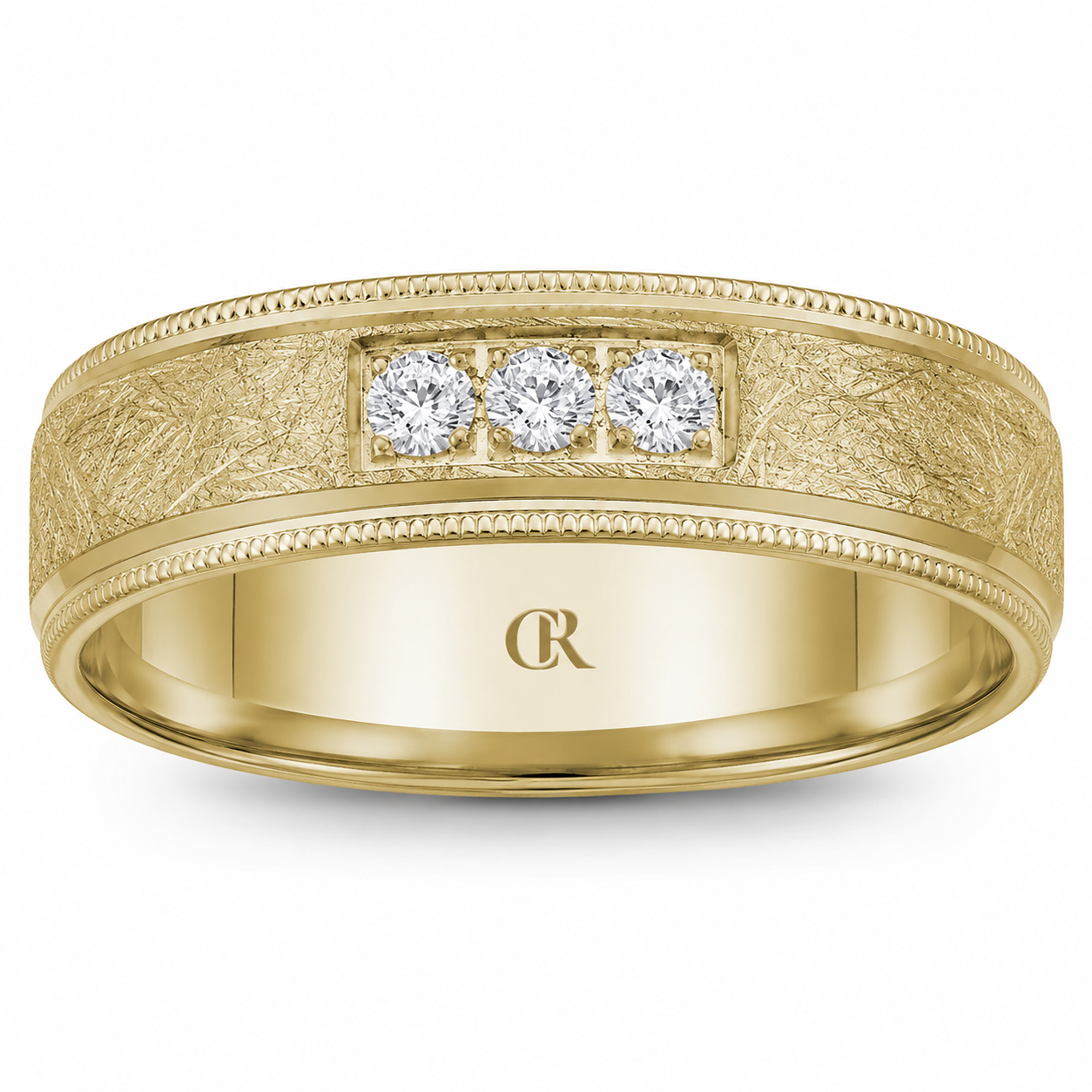 Mens 14kt Yellow Gold 6mm 0.15cts Diamond Wedding Band