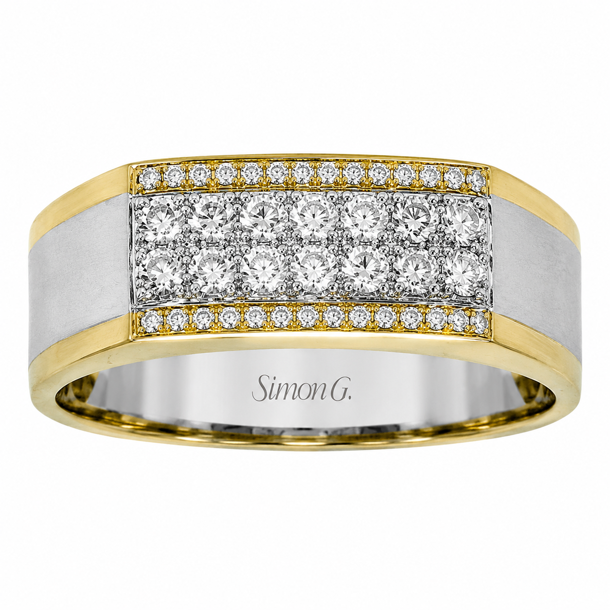 Mens 14kt Two Tone 1.05cts Diamond Wedding Band By Simon G