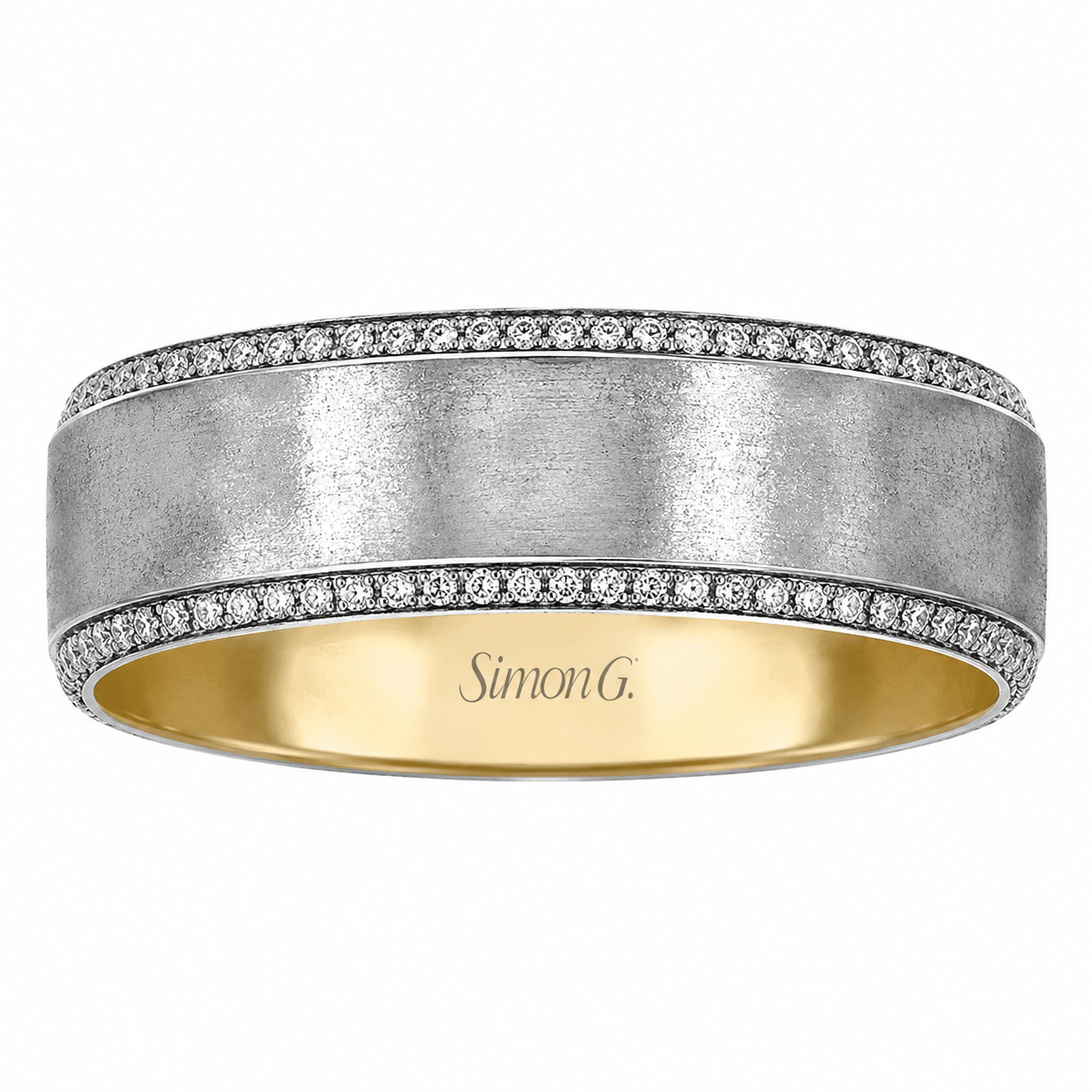Mens 14kt Two Tone 0.50cts Diamond Wedding Band By Simon G