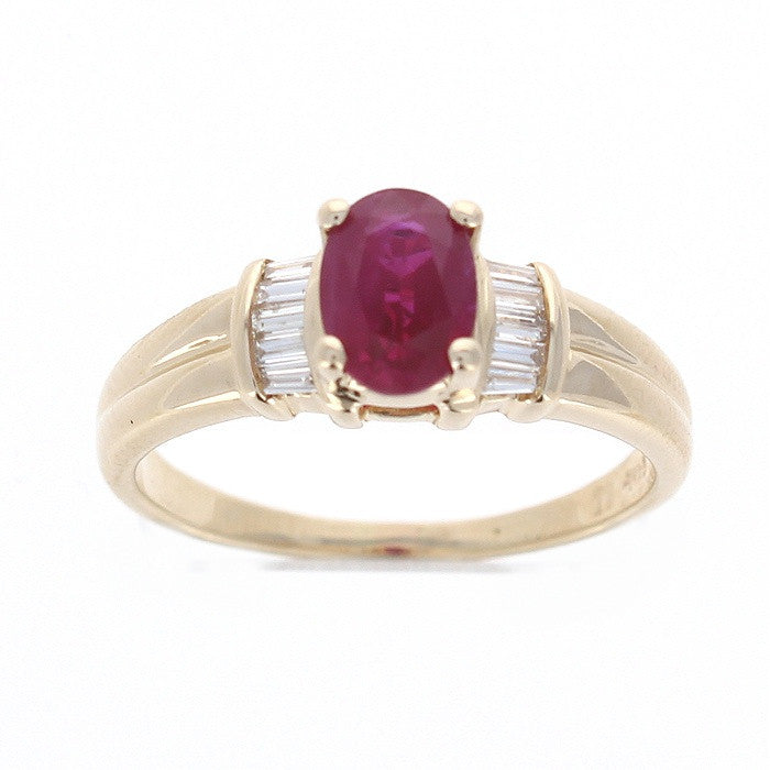 Ladies 14kt Yellow Gold 1.12ct Ruby and 0.30cts Diamond Ring
