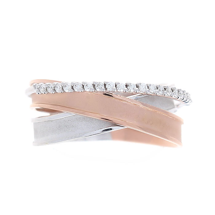 Ladies 18kt White and Rose Gold 0.14cts Diamond Wedding Band By Simon G