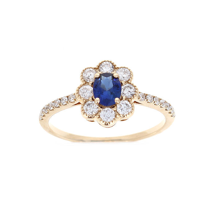 Ladies 14kt Yellow Gold 0.40ct Sapphire and 0.50cts Diamond Ring