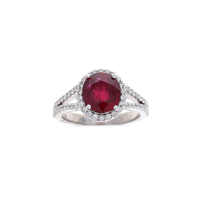 Ladies 14kt White Gold 2.10ct Ruby and 0.49cts Diamond Ring