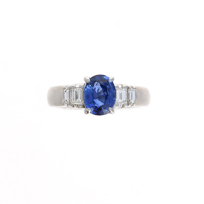 Ladies Platinum 1.99ct Blue Sapphire and 0.41cts Diamond Ring