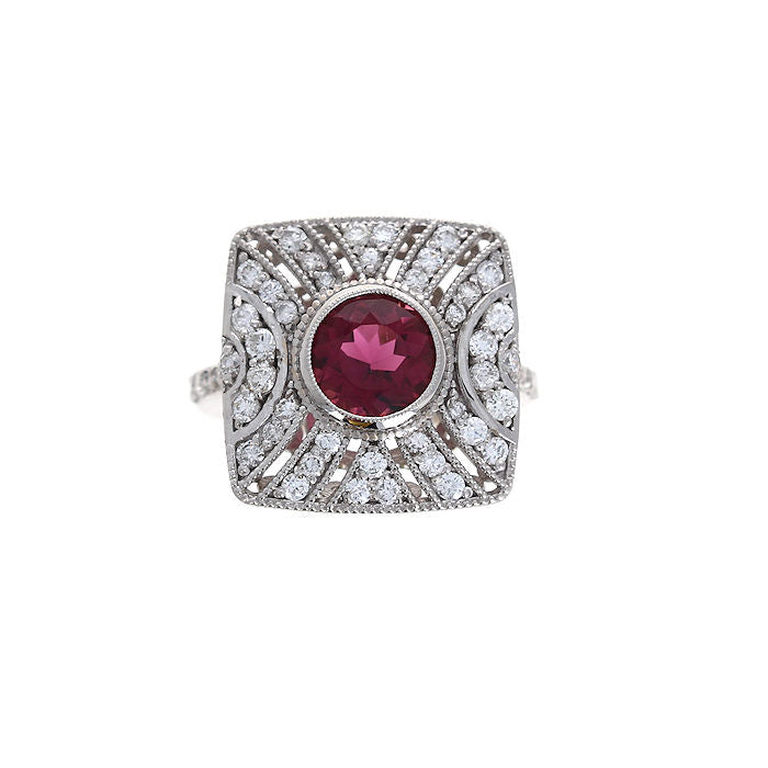 Ladies 18kt White Gold 1.83ct Tourmaline and 1.00cts Diamond Ring