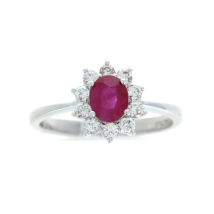 Ladies 14kt White Gold 0.66ct Ruby and 0.35cts Diamond Ring