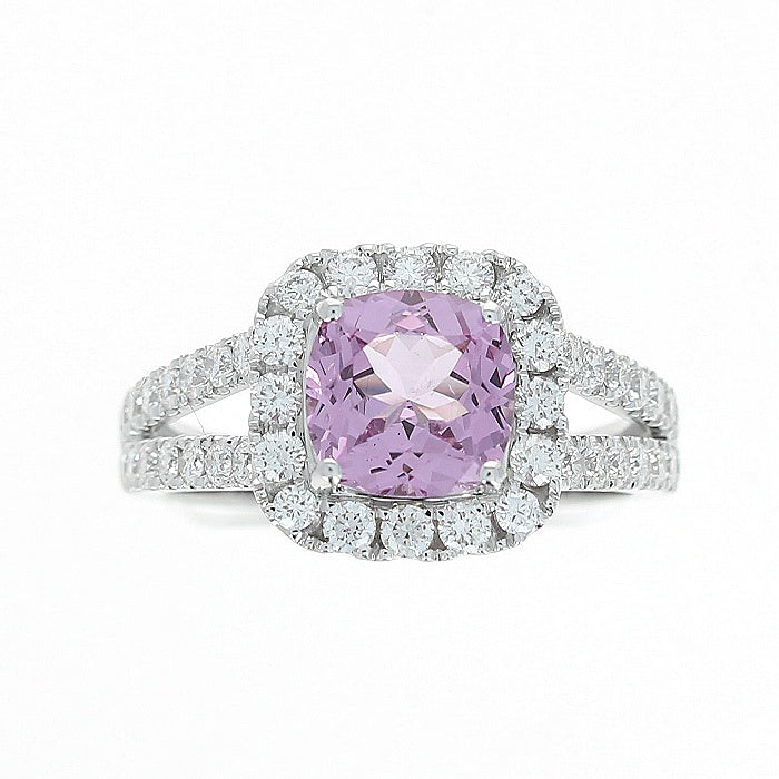 Ladies 18kt White Gold 1.40ct Pink Spinel and 0.75cts Diamond Ring