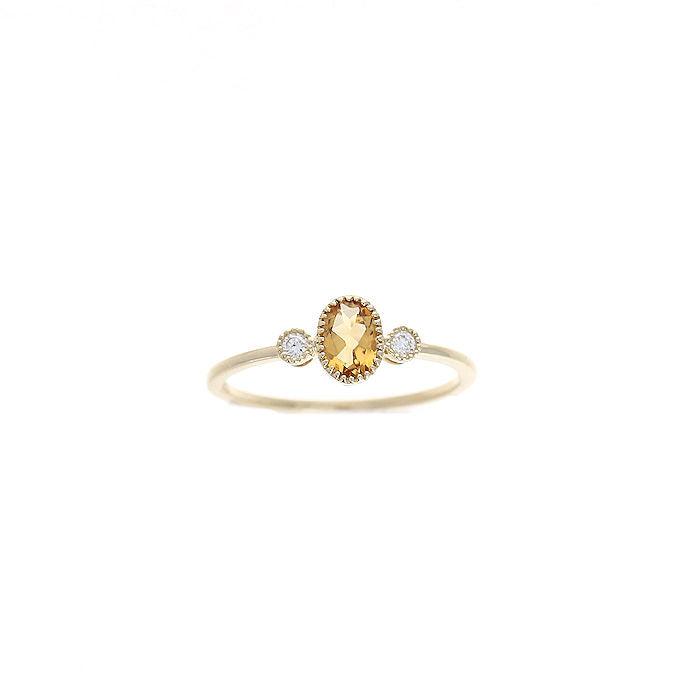 Ladies 14kt Yellow Gold 0.40ct Citrine and 0.06cts Diamond Ring
