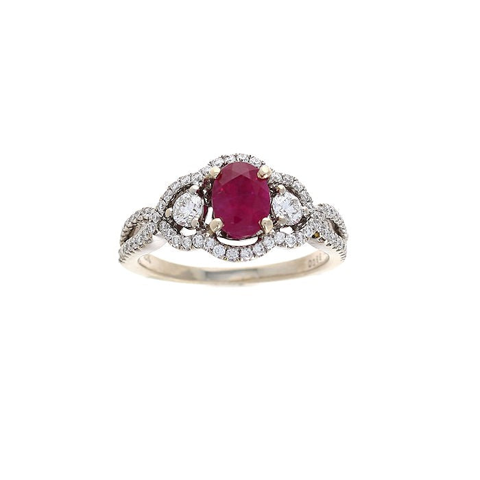 Ladies 18kt White Gold 1.39ct Ruby and 0.66cts Diamond Ring