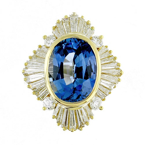 Ladies 18kt Yellow Gold 5.75ct Sapphire and 1.97cts Diamond Ring