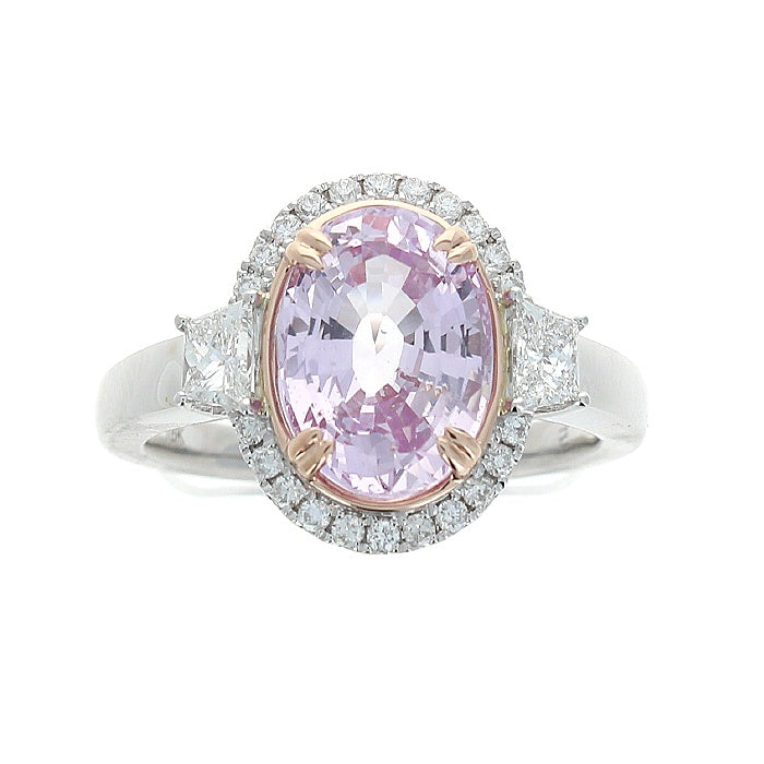 Ladies Two Tone 4.07ct Pink Sapphire and 0.60cts Diamond Ring