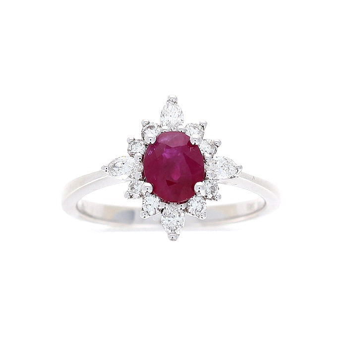 Ladies 14kt White Gold 0.82ct Ruby and 0.39cts Diamond Ring
