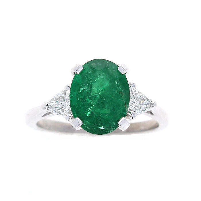 Ladies 14kt White Gold 2.16ct Emerald and 0.33cts Diamond Ring