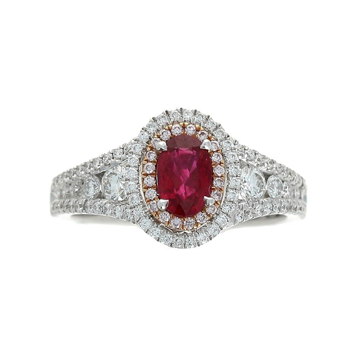 Ladies Two Tone 0.66ct Ruby and 0.67cts Diamond Ring