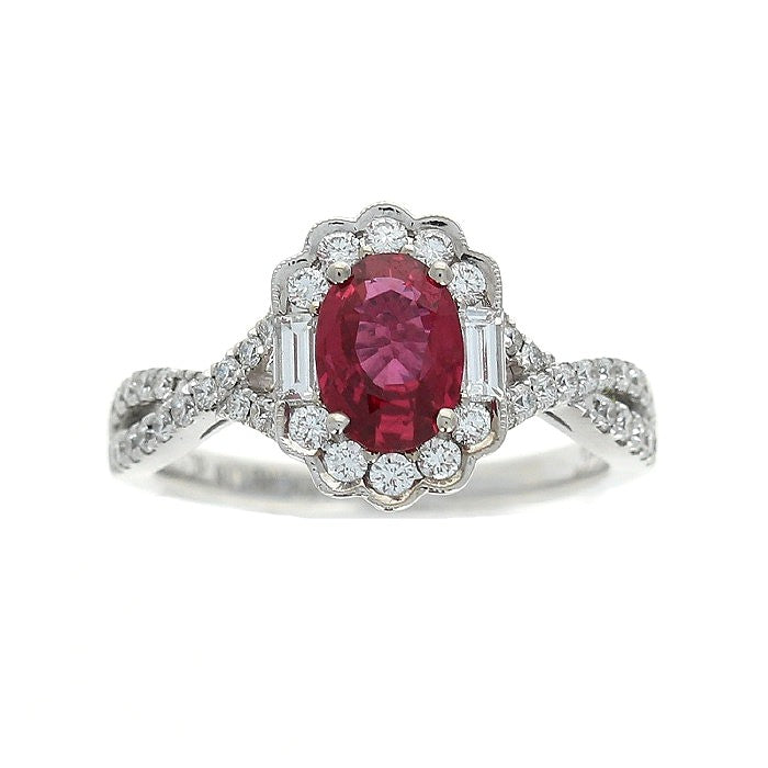 Ladies 18kt White Gold 1.16ct Ruby and 0.57cts Diamond Ring