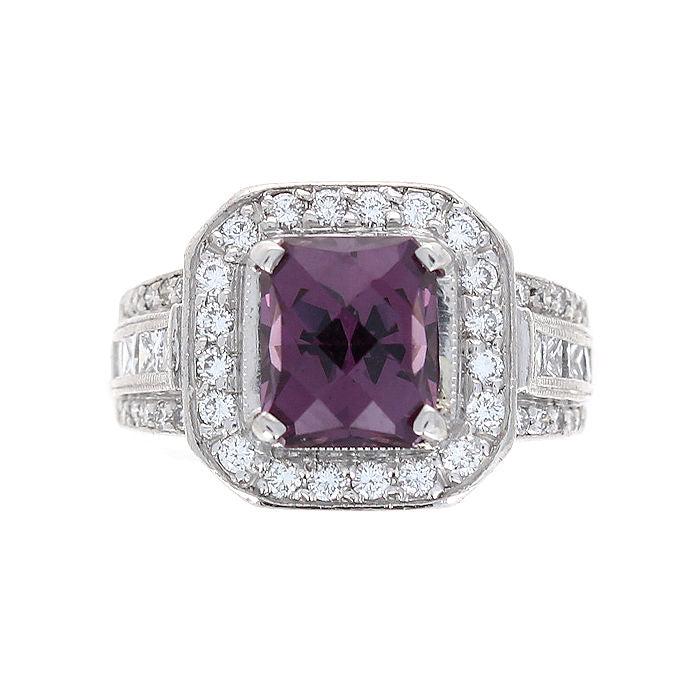 Ladies Platinum 3.03ct Purple Spinel and 0.78cts Diamond Ring