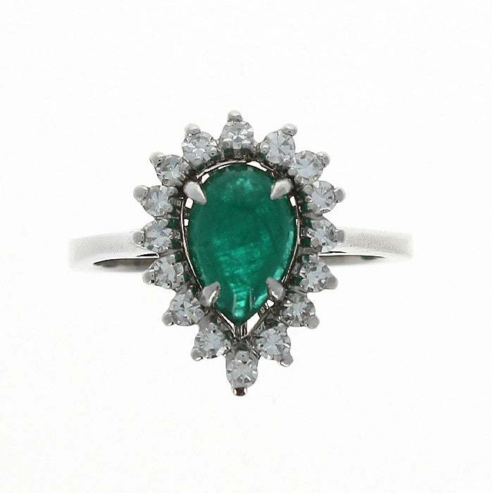 Ladies 14kt White Gold 1.25ct Emerald and 0.48cts Diamond Ring