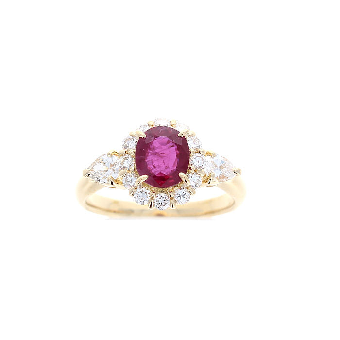 Ladies 18kt Yellow Gold 1.04ct Ruby and 0.26cts Diamond Ring