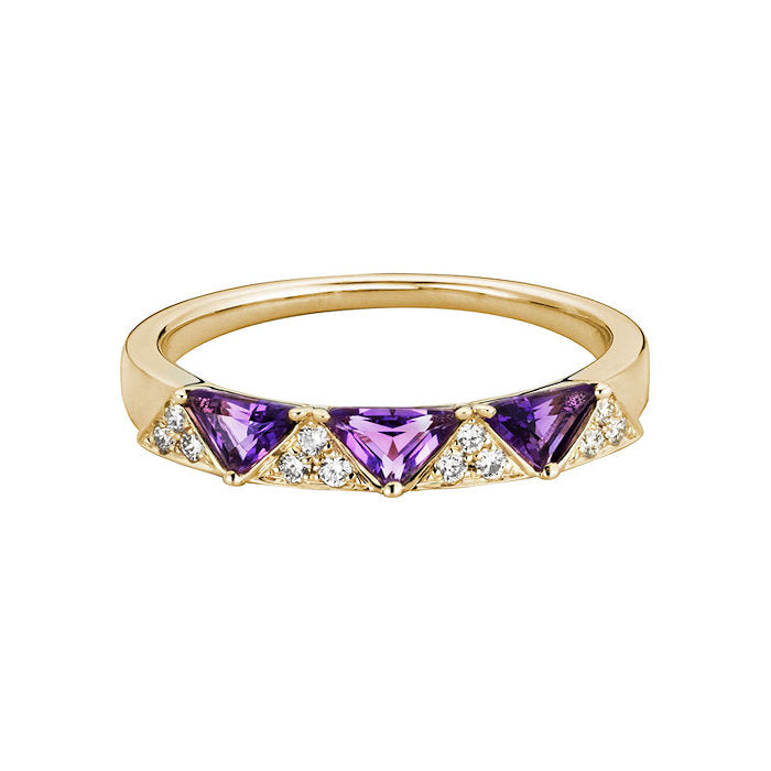 Ladies 14kt Yellow Gold 0.55cts Amethyst and 0.10cts Diamond Ring