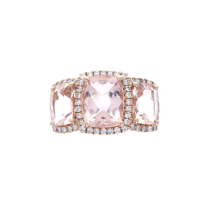 Ladies 14kt Rose Gold 4.50cts Morganite and 0.45cts Diamond Ring