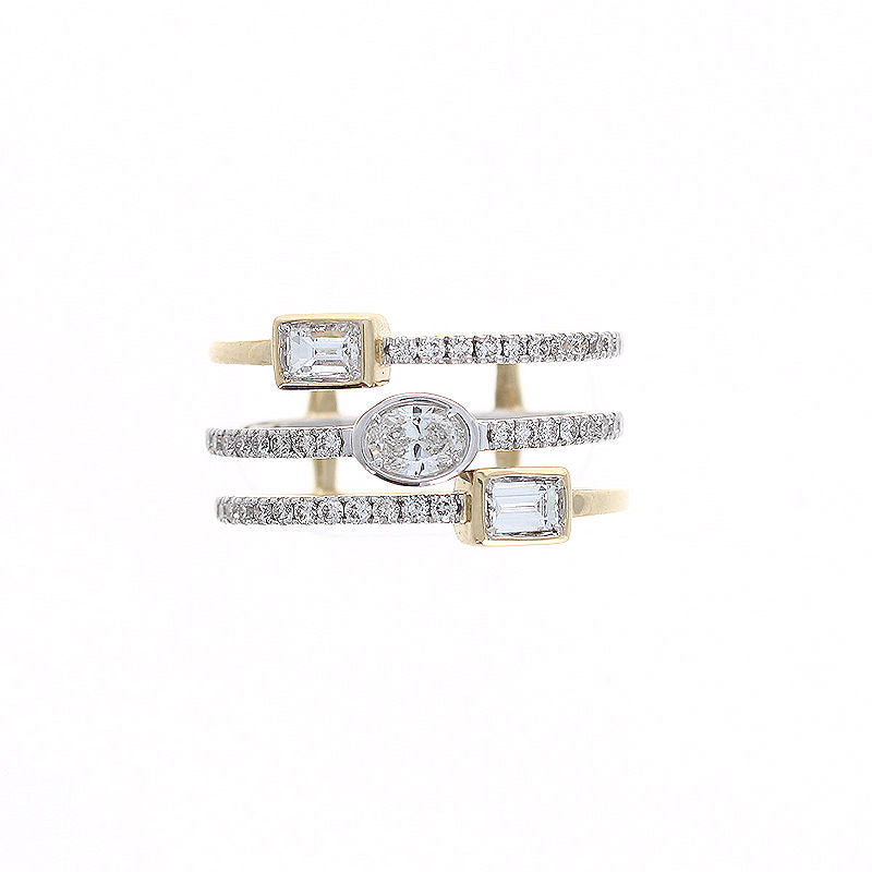 Ladies 14kt Two Tone 0.94cts Mixed Cut Diamond Ring