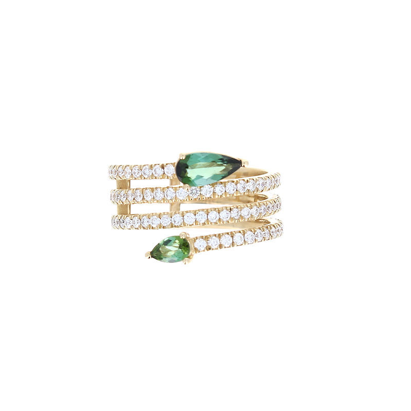 Ladies 14kt Yellow Gold 0.60cts Tourmaline and 0.84cts Diamond Ring