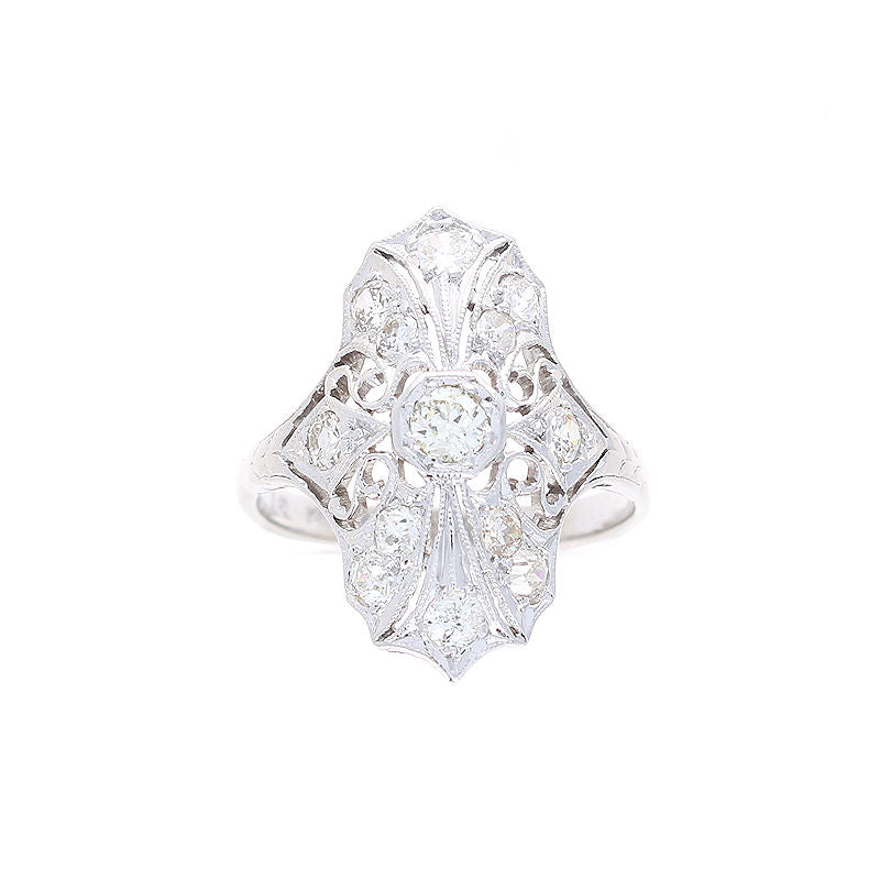 Ladies 14kt White Gold 0.65cts Vintage Diamond Ring