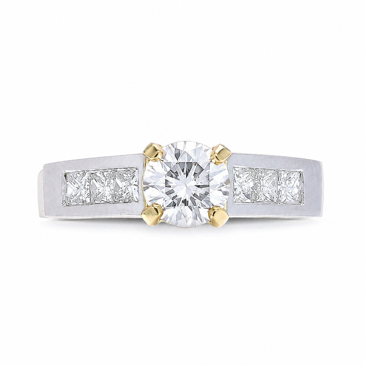 Ladies 14kt Two Tone 0.51cts Princess Cut Diamond Engagement Ring Setting
