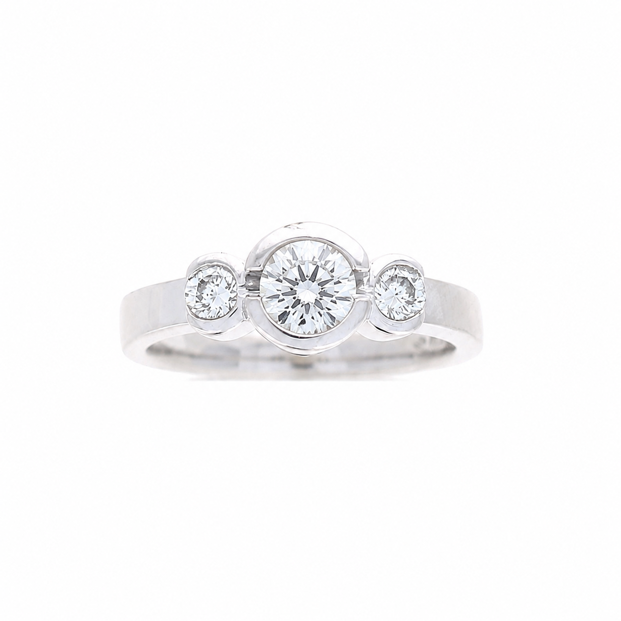 Ladies 14kt White Gold 0.23cts Half Bezel Engagement Ring Setting