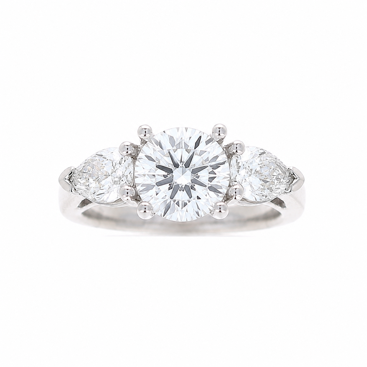 Ladies Platinum 1.00cts Pear Shape Three Stone Diamond Engagement Ring Setting