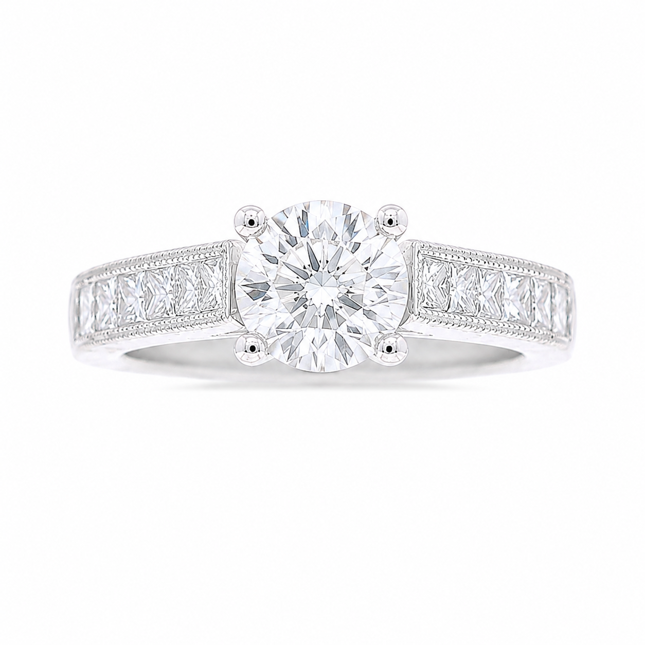 Ladies Platinum 0.64cts Princess Cut Diamond Engagement Ring Setting