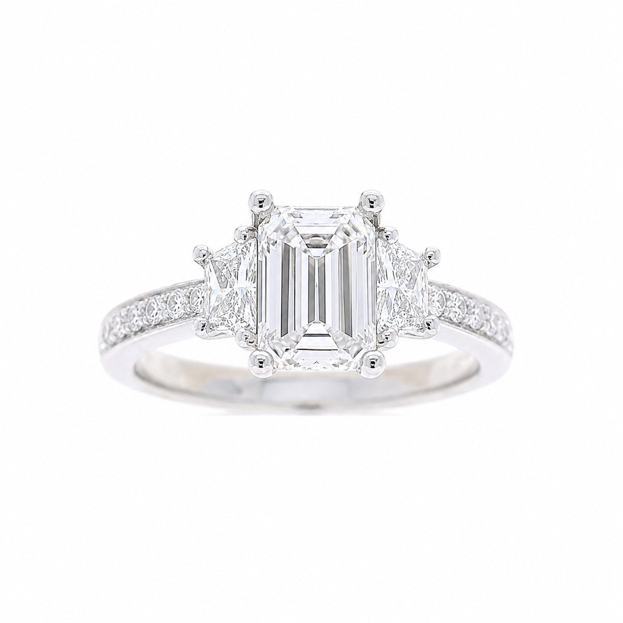 Ladies Platinum 0.35cts Trapazoid and 0.15cts Round Diamond Engagement Ring Setting