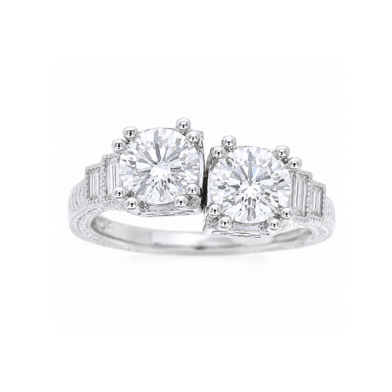 Ladies 14kt White Gold 0.20cts Baguette Diamond Engagement Ring Setting