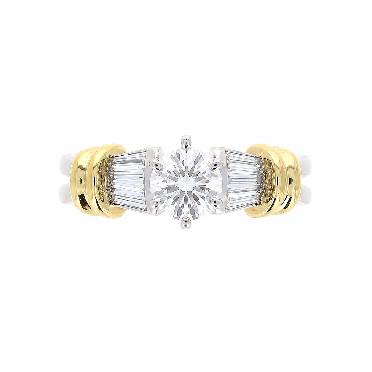 Ladies Two Tone 0.40cts Baguette Diamond Engagement Ring Setting