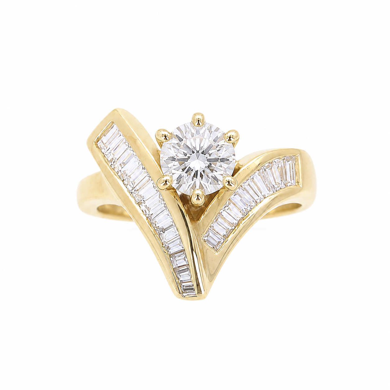 Ladies 18kt Yellow Gold 0.80cts Baguette Diamond Engagement Ring Setting