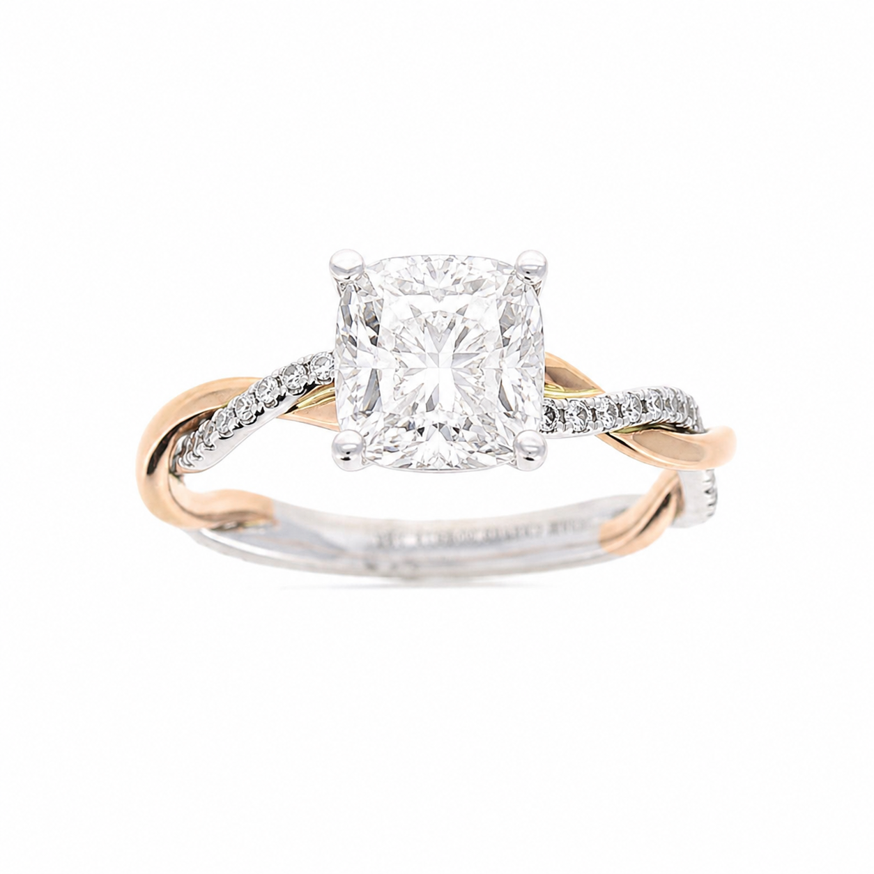 Ladies Two Tone 0.18cts Diamond Engagement Ring Setting By Crown