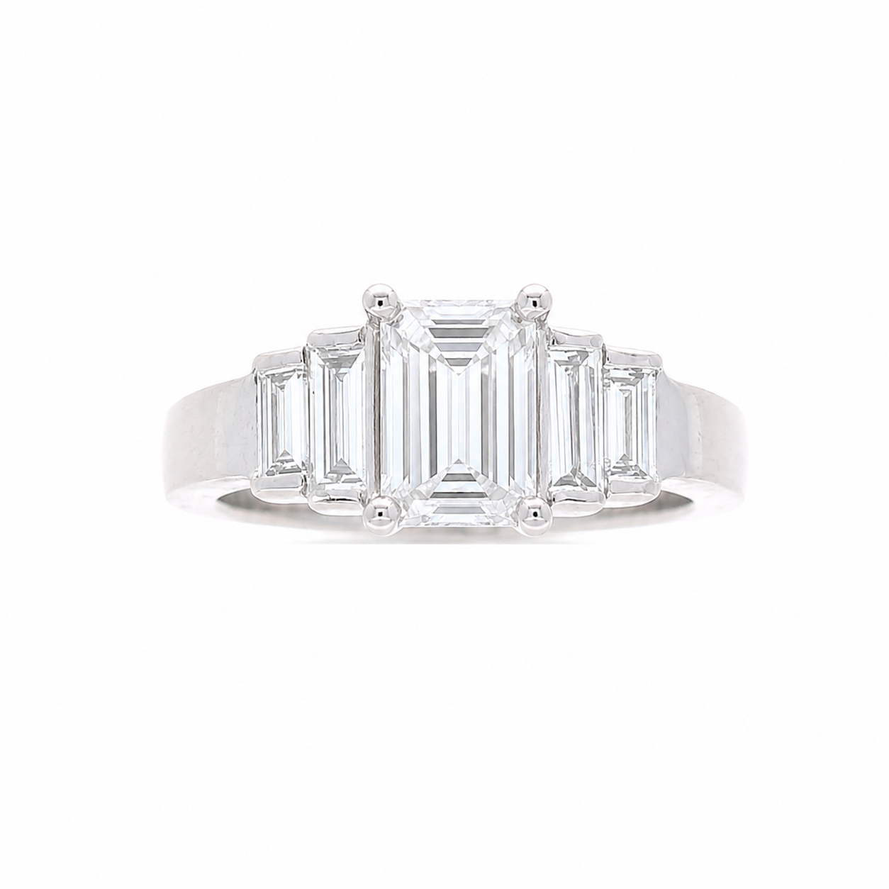 Ladies Platinum 0.60cts Baguette Diamond Engagement Ring Setting