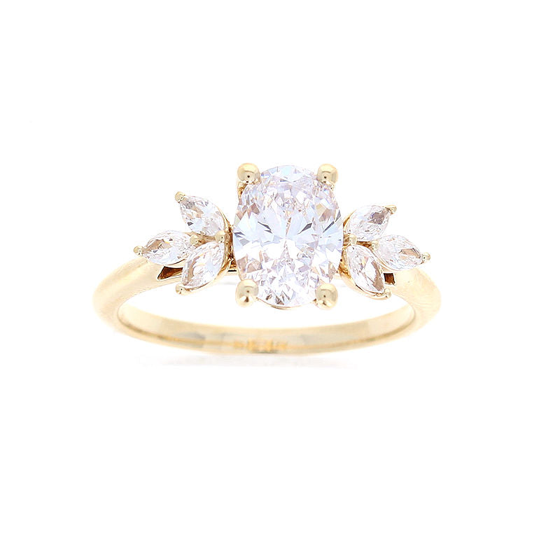 Ladies 14kt Yellow Gold Oval and Marquise Cut Diamond Engagement Ring Sample Setting