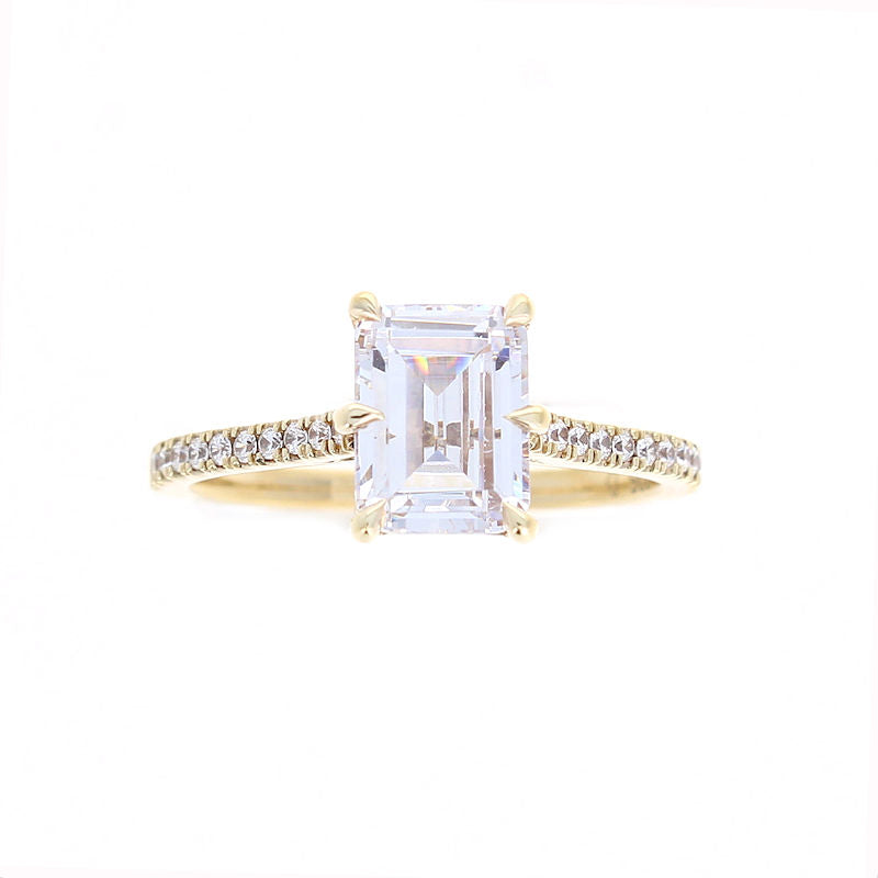 Ladies 14kt Yellow Gold Emerald Cut Diamond Engagement Ring Sample Setting
