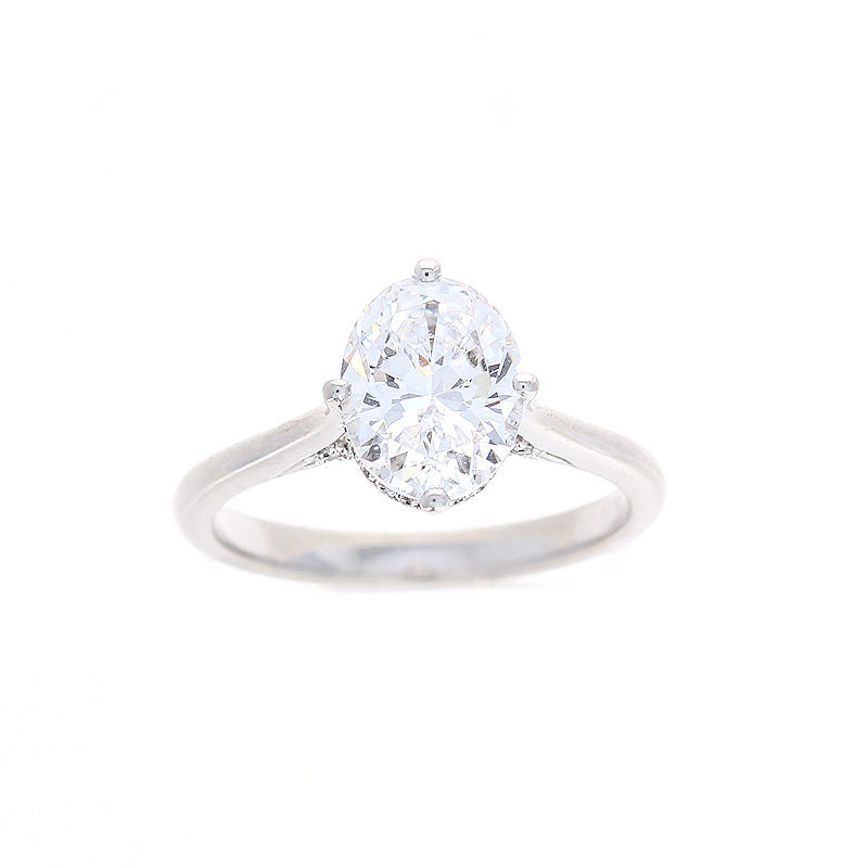 Ladies 18kt White Gold Oval Cut Diamond Engagement Ring Sample Setting By Simon G