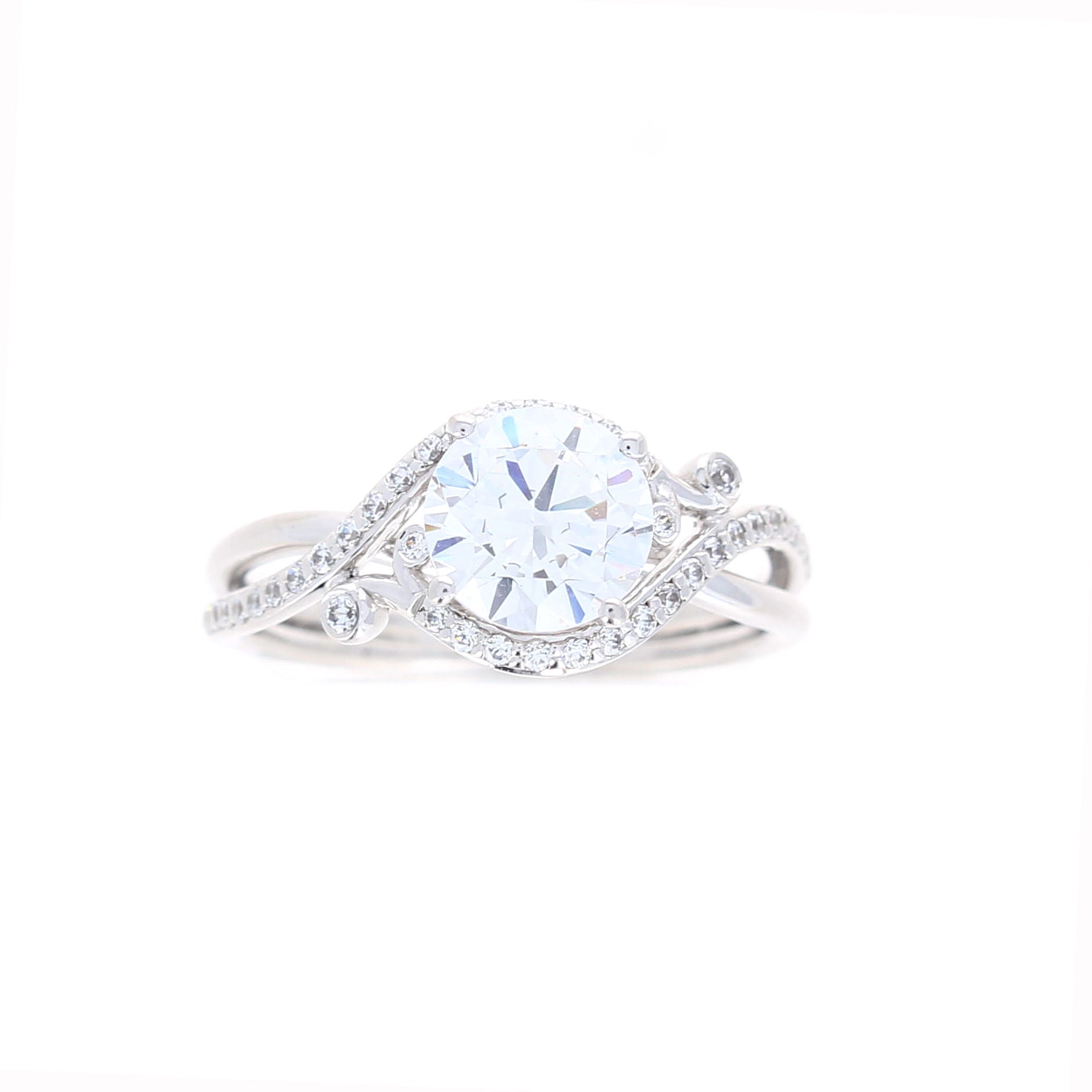 Ladies 18kt White Gold Round Engagement Ring Sample Setting By Simon G