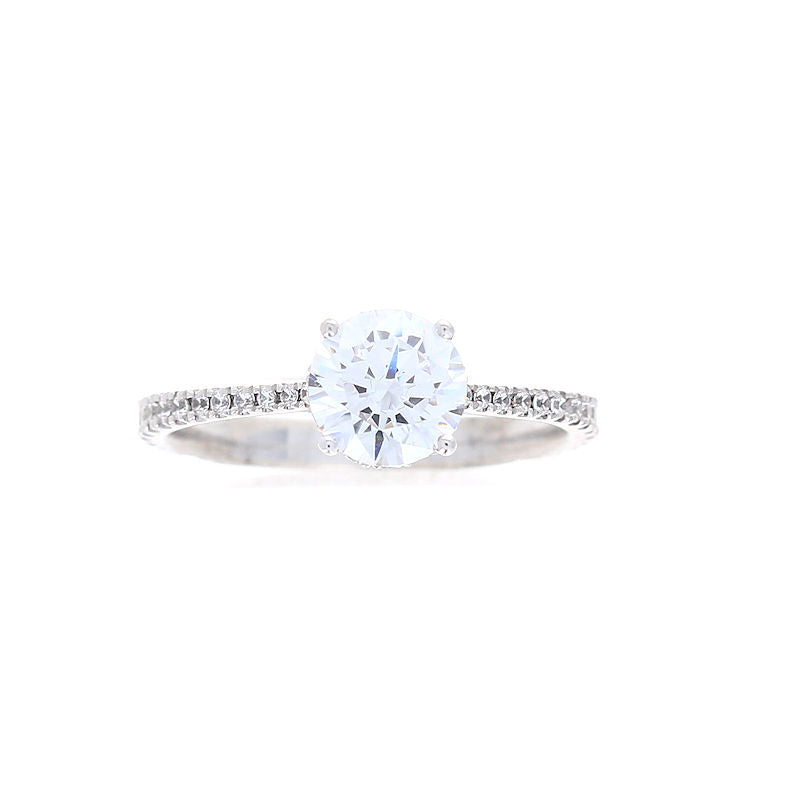 Ladies 18kt White Gold Round Diamond Engagement Ring Sample Setting By Simon G